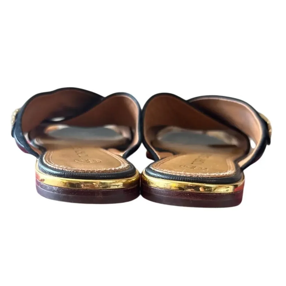 Tory Burch Delaney 5mm Sandals Perfect Black Suede‎ Leather 8